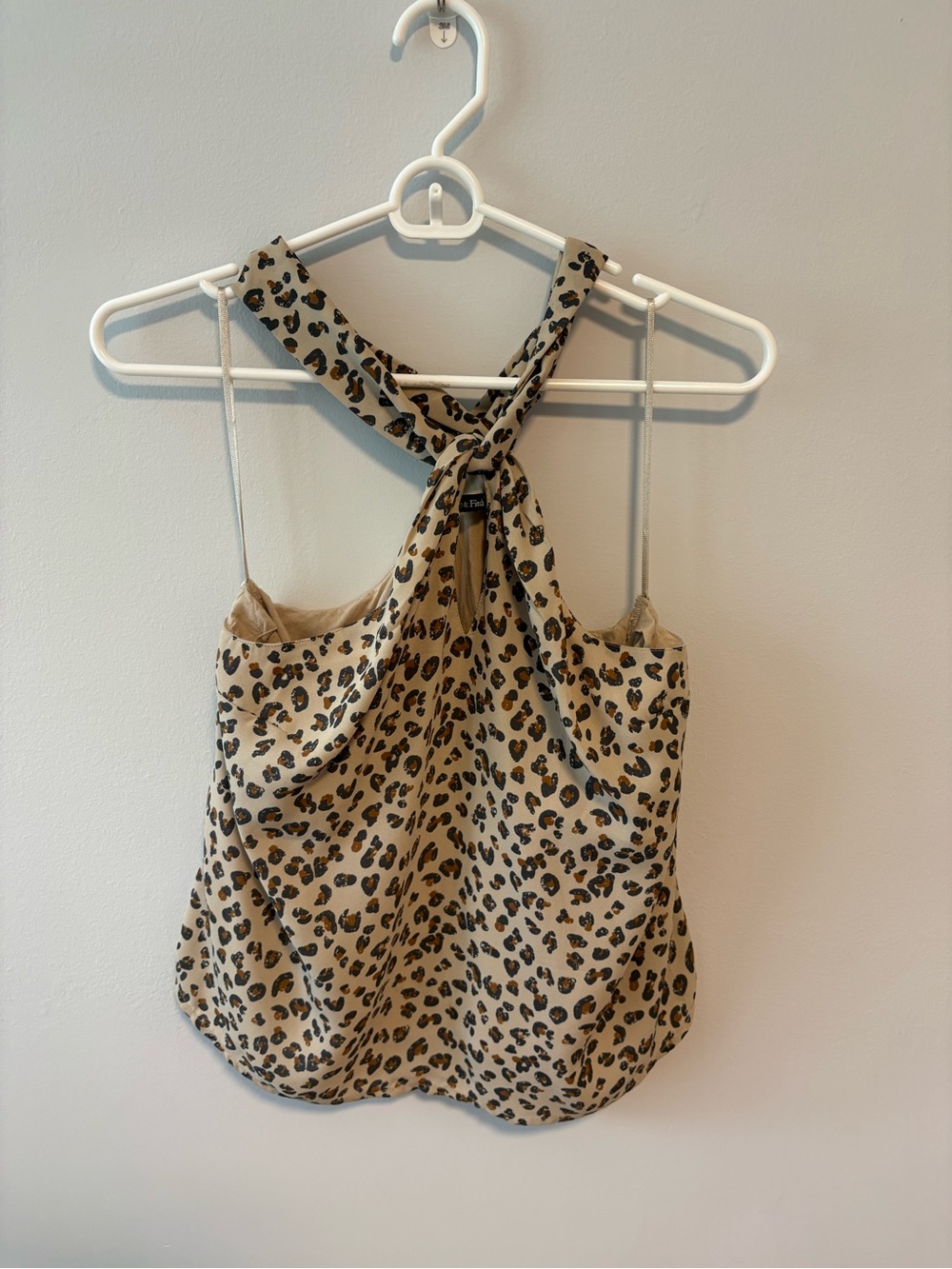 Leopard Print Cream keyhole Halter Tank Top
